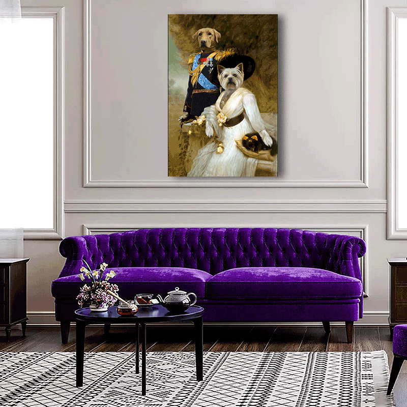 Royal Couple Custom Pet Portrait - Elegant Renaissance Style Canvas